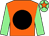 Orange, black disc, light green sleeves, light green cap, orange star (Rakjam Ltd)