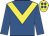 Royal blue, yellow chevron, yellow cap, royal blue spots (Mr Saeed Suhail)